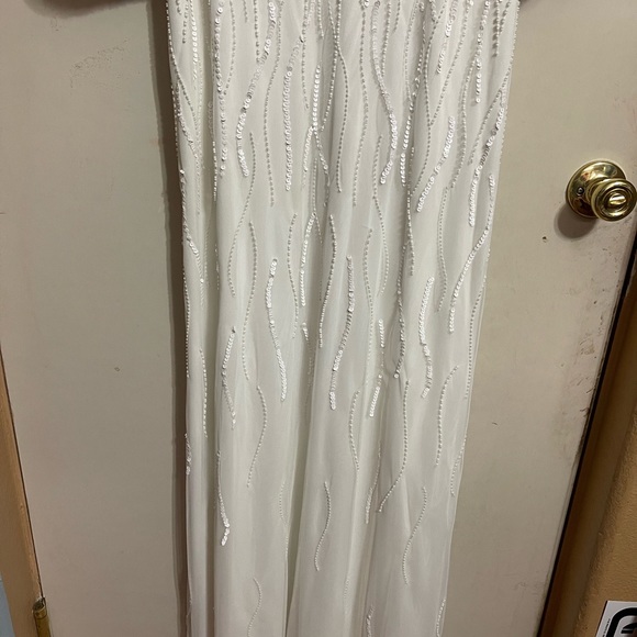 NWT Adrianna Papell size 14 Long Ivory Beaded Gown - Picture 14 of 16